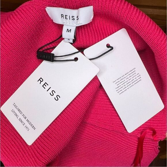 Reiss DAKOTA SWEETHEART NECK KNITTED BODYCON Dress in Pink NWT Size Medium - Picture 11 of 13